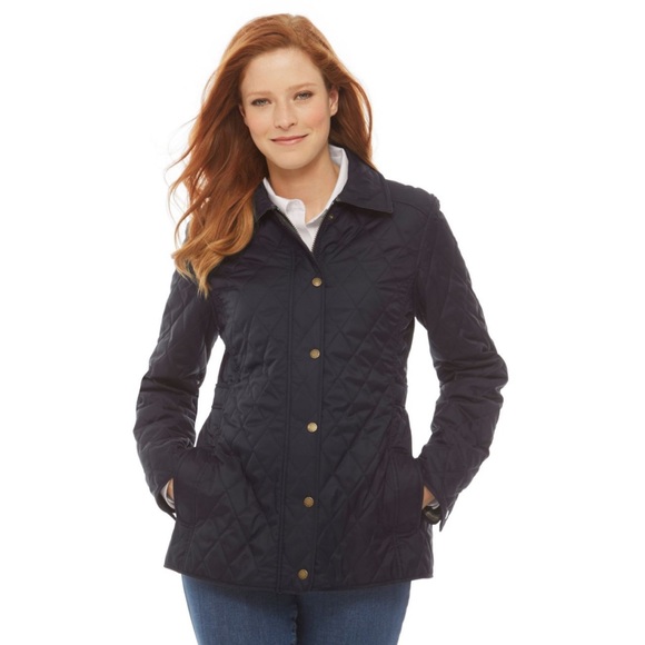 L.L. Bean Women's Quilted Riding Jacket black Utility plaid Jacket preppy medium - Picture 1 of 16
